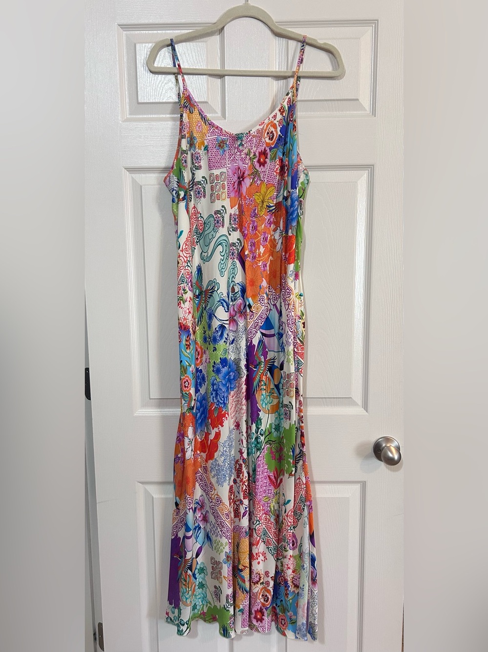 Johnny Was Multicolor Floral V-Neck Maxi Dress